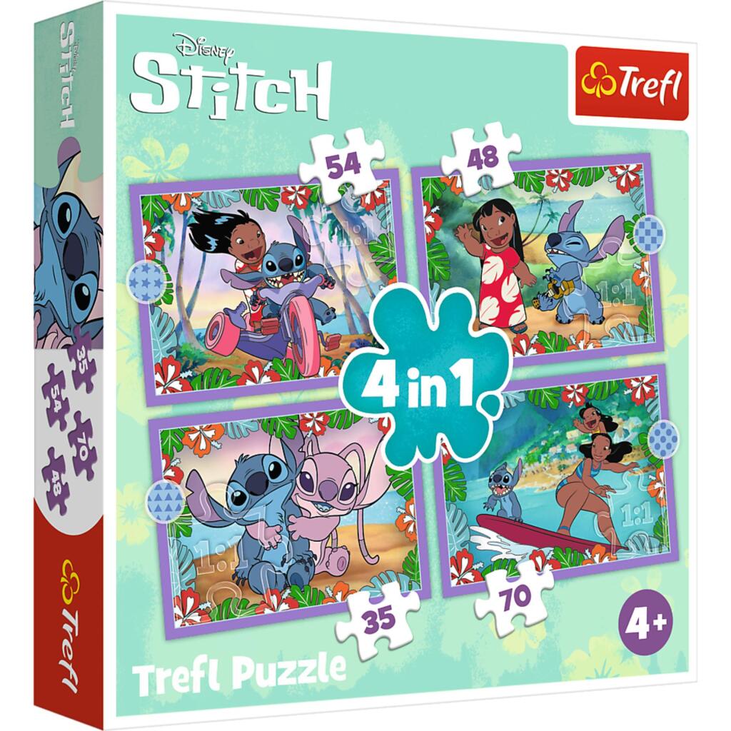 Trefl Disney Stitch 4-in-1 Puzzle 35-70 Pieces - Fun Gift for Children