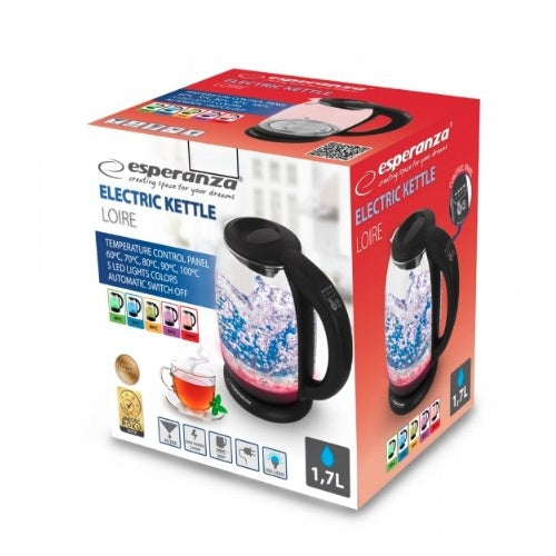 Esperanza EKK027 electric kettle 1.7 L 2200 W Black  Transparent afbeelding 6