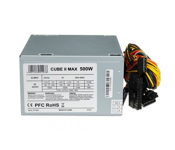 iBox CUBE II power supply unit 500 W 20+4 pin ATX ATX Silver afbeelding 1