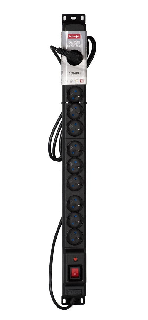 Activejet COMBO 12 socket power strip 5m black - 5901443111405 - image 4