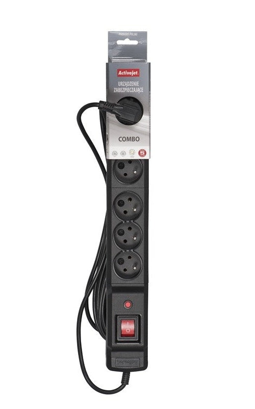Activejet COMBO 6GN 5M black power strip with cord - 5901443115625 - image 3
