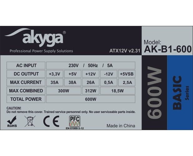 Akyga AK-B1-600 power supply unit 600 W 20+4 pin ATX ATX Grey - 5901720130358 - image 4