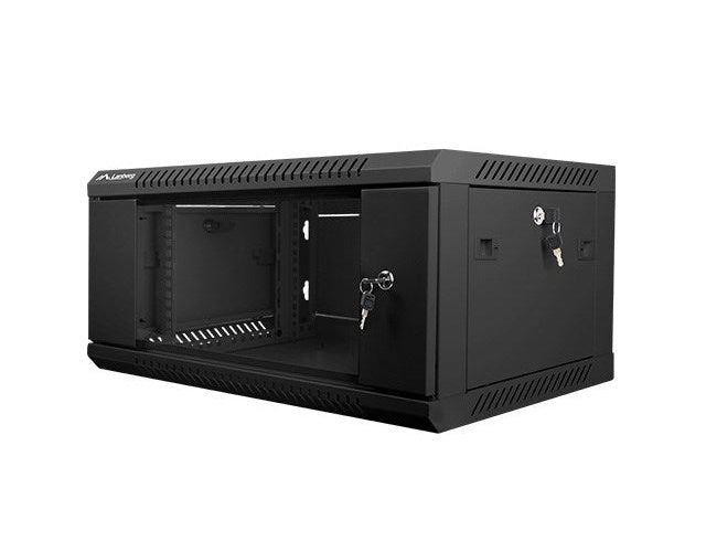 Lanberg 19'' wall-mounted installation cabinet 4U 600x450mm black (glass door) afbeelding 2