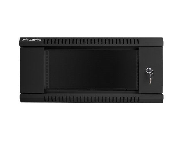 Lanberg wall-mounted installation rack cabinet 19'' 4U 600x600mm black (glass door) afbeelding 3