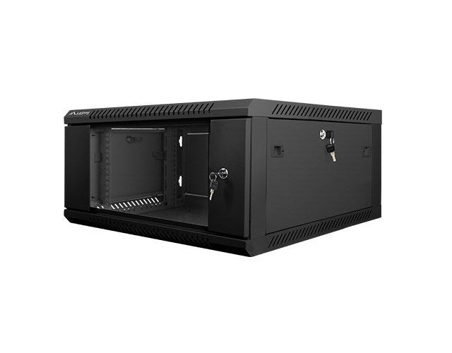 Lanberg wall-mounted installation rack cabinet 19'' 4U 600x600mm black (glass door) afbeelding 5