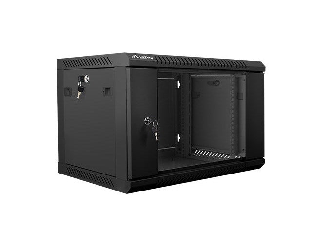 Lanberg Rack Wandschrank 48,30cm (19") 6U/600X450 Glastür schwarz (WF01-6406-10B) afbeelding 1