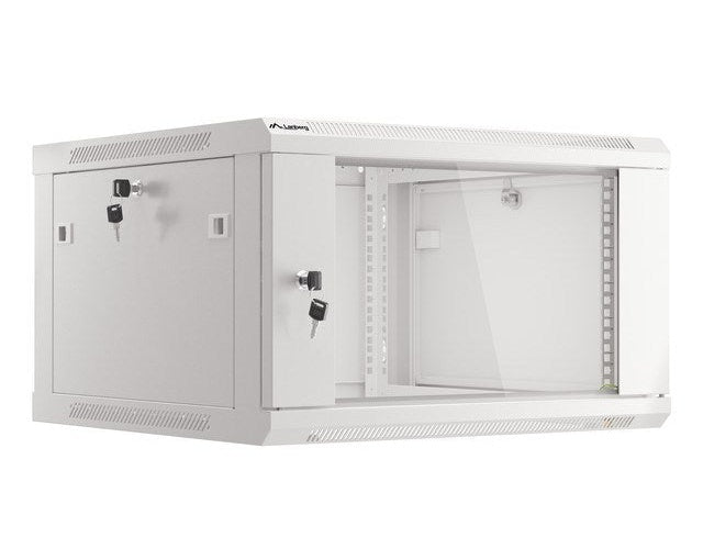 Lanberg wall-mounted installation rack cabinet 19'' 6U 600x600mm gray (glass door) afbeelding 2