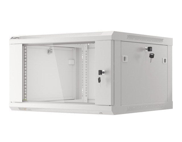 Lanberg wall-mounted installation rack cabinet 19'' 6U 600x600mm gray (glass door) afbeelding 4