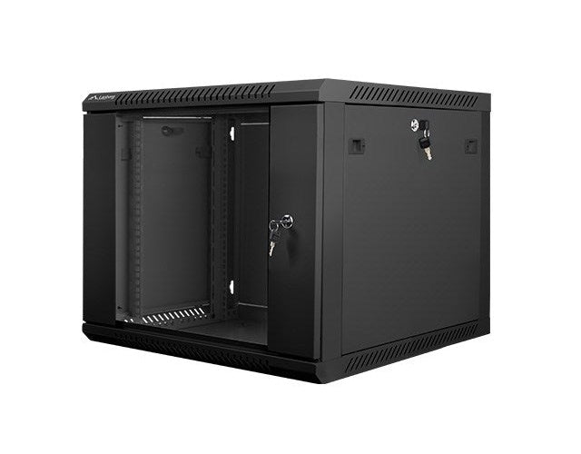 Lanberg wall-mounted installation rack cabinet 19'' 9U 600x600mm black (glass door) afbeelding 3