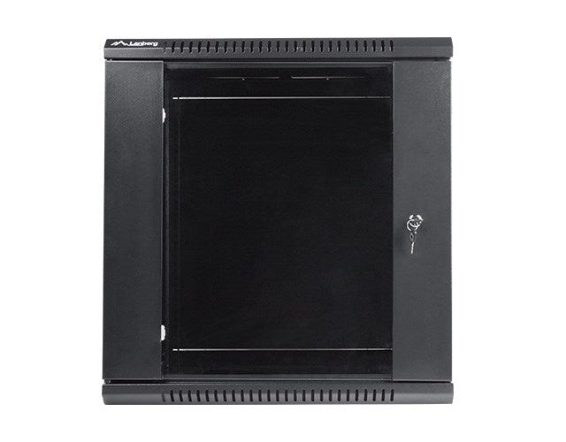 Lanberg wall-mounted installation rack cabinet 19'' 12U 600x450mm black (glass door) afbeelding 4