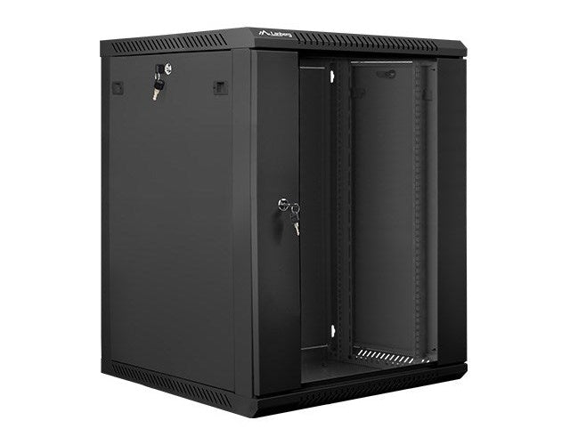Lanberg wall-mounted installation rack cabinet 19'' 15U 600x600mm black (glass door) afbeelding 3