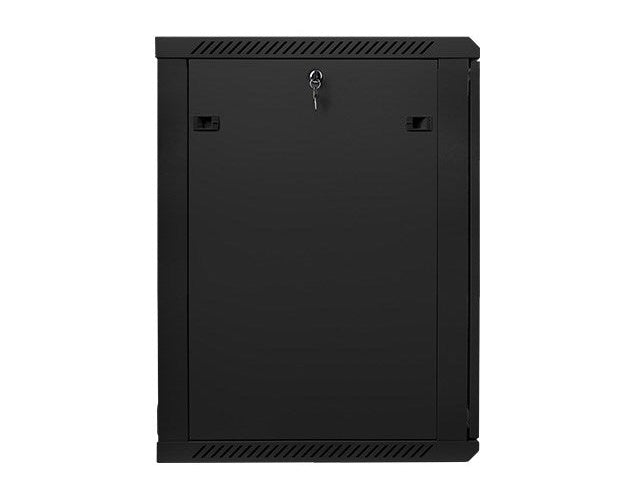 Lanberg wall-mounted installation rack cabinet 19'' 18U 600x600mm black (glass door) afbeelding 3