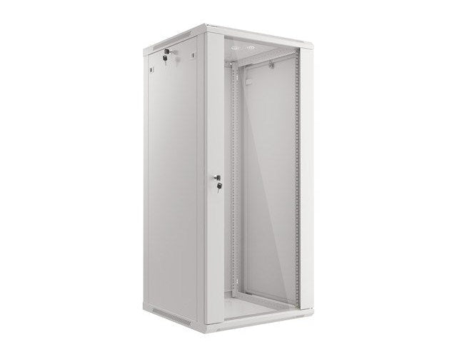 Lanberg wall-mounted installation rack cabinet 19'' 27U 600x600mm gray (glass door) afbeelding 6