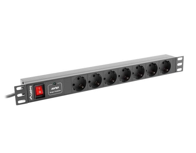 Lanberg PDU Steckdosenleiste 48,30cm (19") 1U 7x Schuko C14 2m schw. (PDU-07F-0200-IEC-BK) - 5901969414486 - image 1