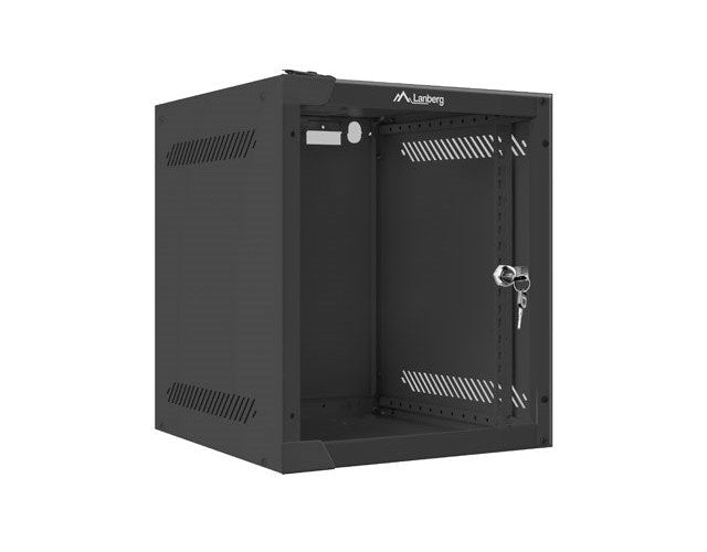 Lanberg Rack Wandschrank 25,40cm (10") 6U/280X310 Glastür schwarz (WF10-2306-10B) afbeelding 1