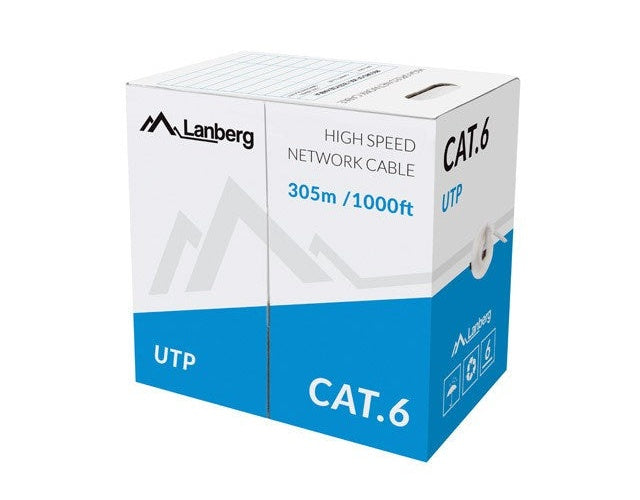 LANBERG CABLE UTP CAT.6 305M WIRE CU GRAY afbeelding 2