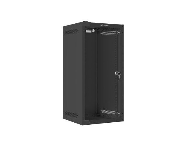 WALL-HUNG RACK CABINET 10  12U 280X310 BLACK GLASS DOOR LANBERG (FLAT PACK) afbeelding 1