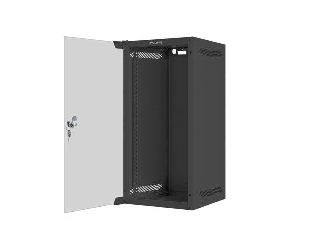 WALL-HUNG RACK CABINET 10  12U 280X310 BLACK GLASS DOOR LANBERG (FLAT PACK) afbeelding 2