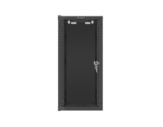 WALL-HUNG RACK CABINET 10  12U 280X310 BLACK GLASS DOOR LANBERG (FLAT PACK) afbeelding 3