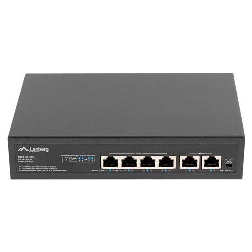 Lanberg Switch 4X 100MB DSP+/2X 100MB Rack 10/19" 60W (RSFE-4P-2FE-60) afbeelding 1