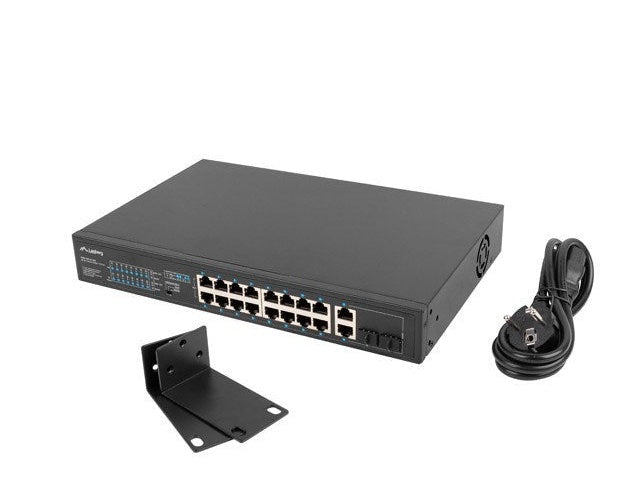 Lanberg Switch rack 19  POE+ 16x 100MB /2X COMBO  GIGABIT ETHERNET 250W - 5901969429305 - image 1