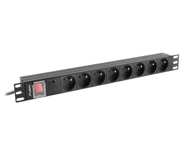 Lanberg PDU-08E-0200-BK Stromverteilereinheit (PDU) 8 AC-Ausgänge 1U Schwarz (PDU-08E-0200-BK) - 5901969429732 - image 1