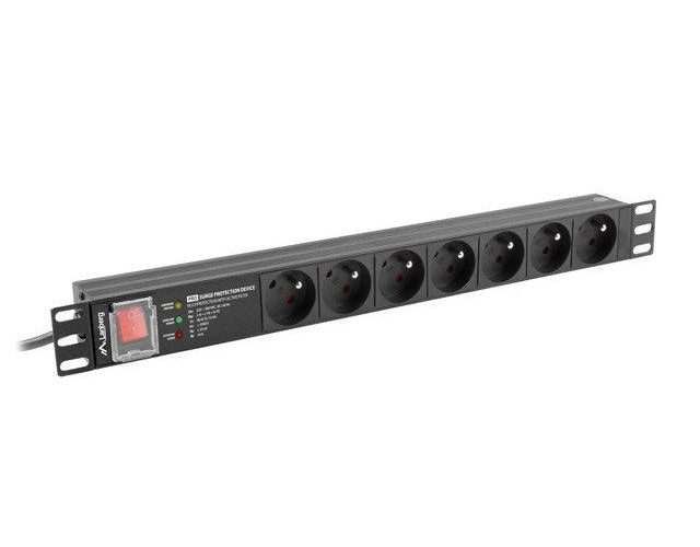 LANBERG POWER STRIP PDU RACK 19  (1U  16A  7X 230V PL  2m) afbeelding 1
