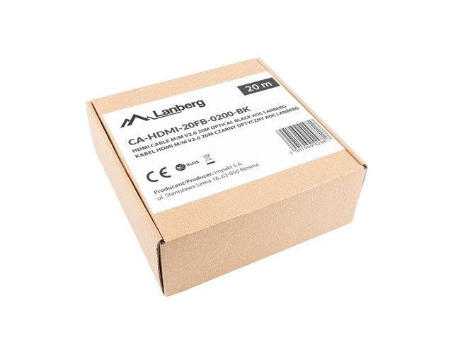 Lanberg CA-HDMI-20FB-0200-BK HDMI-Kabel 20 m HDMI Typ A (Standard) Schwarz - Silber (CA-HDMI-20FB-0200-BK) - 5901969429817 - image 1