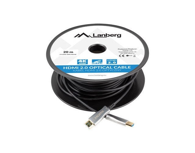 Lanberg CA-HDMI-20FB-0200-BK HDMI-Kabel 20 m HDMI Typ A (Standard) Schwarz - Silber (CA-HDMI-20FB-0200-BK) - 5901969429817 - image 3