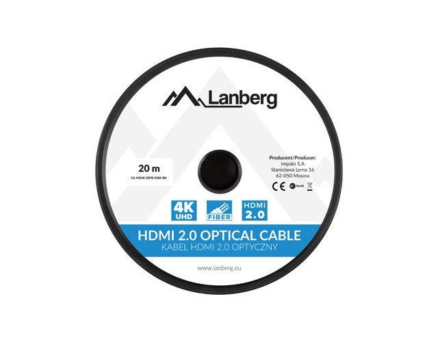 Lanberg CA-HDMI-20FB-0200-BK HDMI-Kabel 20 m HDMI Typ A (Standard) Schwarz - Silber (CA-HDMI-20FB-0200-BK) - 5901969429817 - image 4