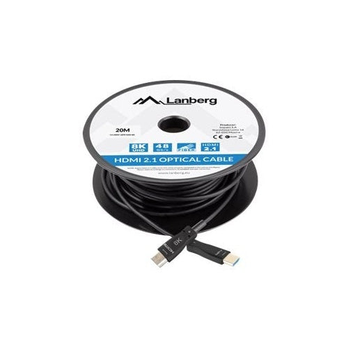HDMI CABLE M/M V2.1 80M 8K BLACK OPTICAL AOC LANBERG afbeelding 5