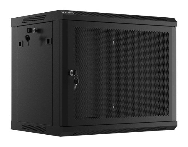 WALL-HUNG RACK CABINET 19  9U 600X450 BLACK PERFORATED DOOR LANBERG (FLAT PACK) afbeelding 1