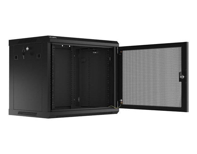 WALL-HUNG RACK CABINET 19  9U 600X450 BLACK PERFORATED DOOR LANBERG (FLAT PACK) afbeelding 2