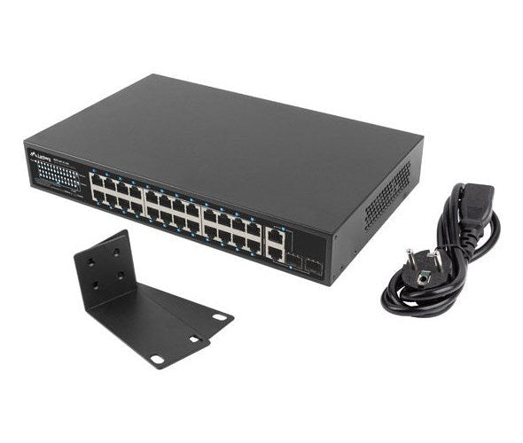 Lanberg Switch 24X 100MB DSP+/2X Combo Rack 19" 250W (RSFE-24P-2C-250) afbeelding 3