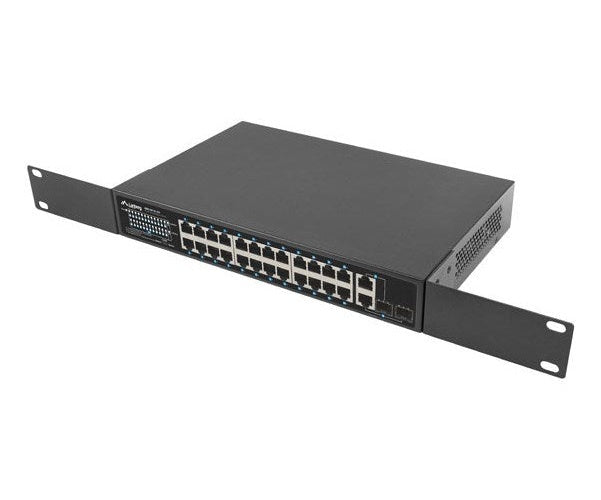 Lanberg Switch 24X 100MB DSP+/2X Combo Rack 19" 250W (RSFE-24P-2C-250) afbeelding 4