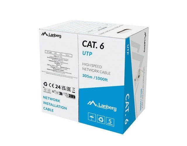 LAN CABLE UTP category 6 305 meters wire CCA grey FLUKE PASSED by LANBERG afbeelding 1