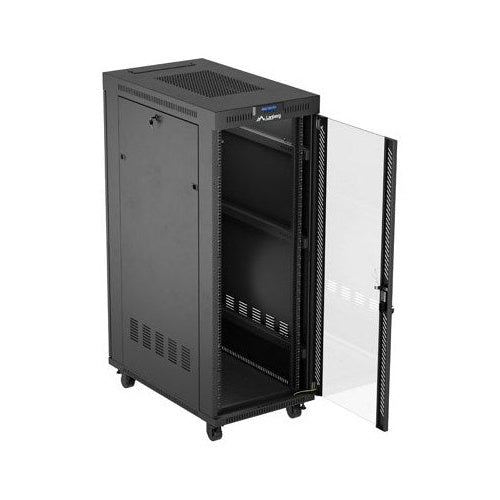 Standing installation rack cabinet 19  32U 600x1000 black glass door LCD Lanberg (flat pack) afbeelding 5