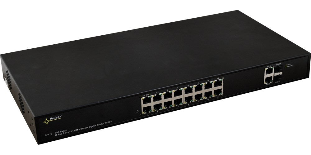 PULSAR SF116 16-PORT POE SWITCH (16xPoE + 2xUPLINK/2xSFP UPLINK) afbeelding 1