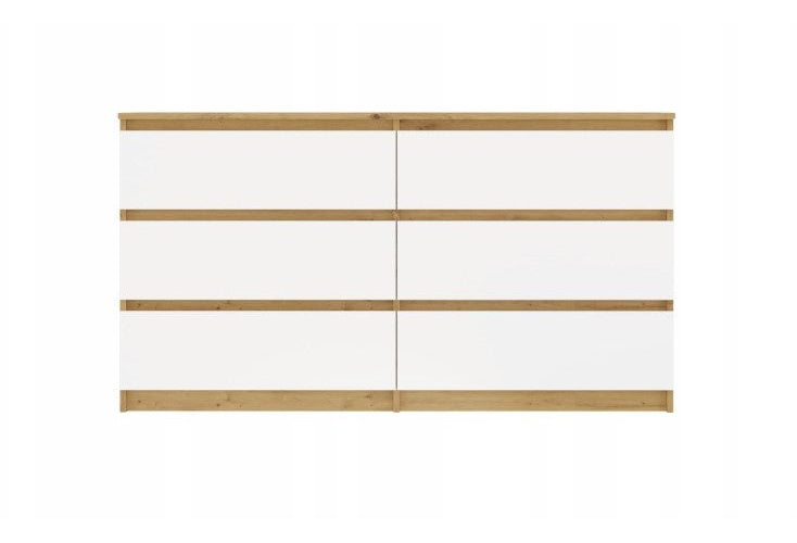 M6 MALWA CHEST OF DRAWERS 140 CM 6 DRAWERS OAK ARTISAN/WHITE afbeelding 5