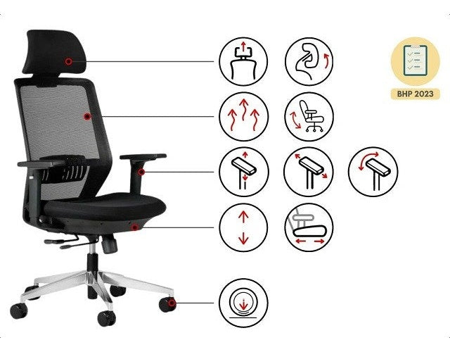 SPECTRUM ergonomic office chair black afbeelding 4