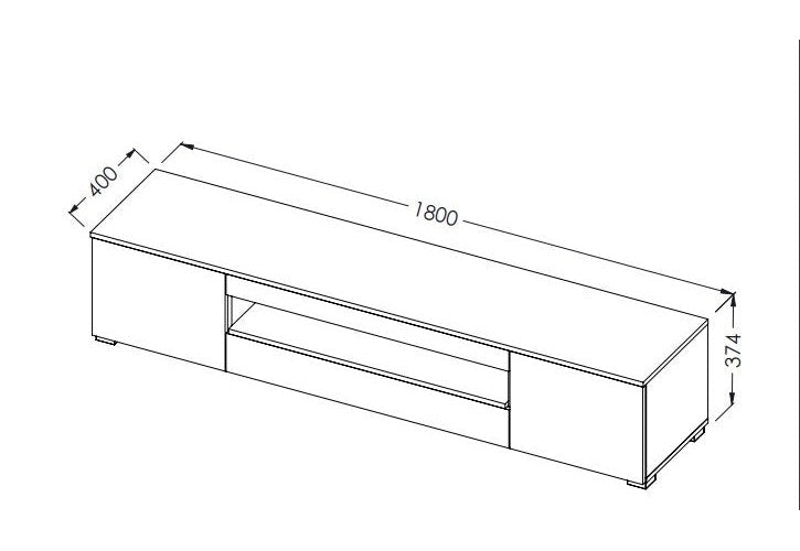 Cama TV stand VIVA 180 black/black gloss + white afbeelding 3
