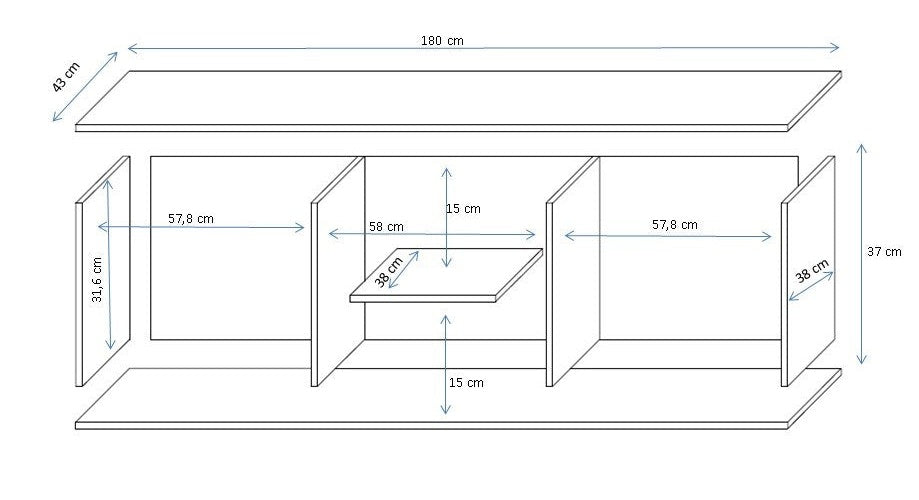Cama TV stand SOHO 180 white/white gloss afbeelding 2