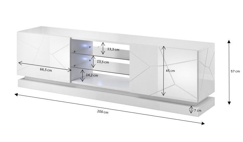 Cama TV cabinet QIU 200 MDF white gloss/white gloss afbeelding 3