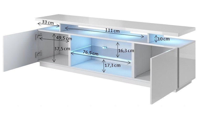 RTV cabinet EVA 180x40x56 black glossy afbeelding 3