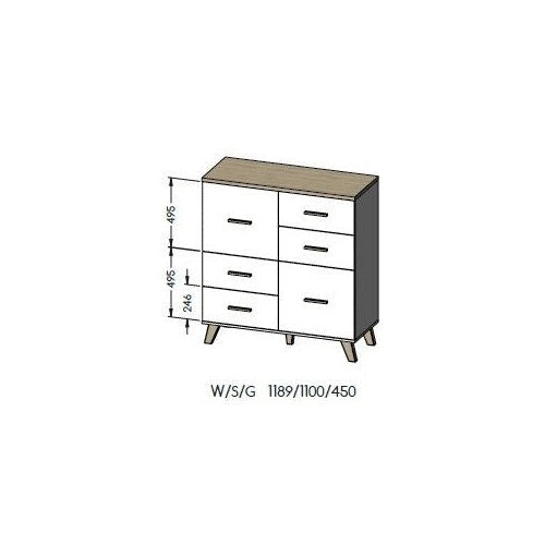Cama sideboard LOTTA 110 2D4S wotan oak/mat black afbeelding 3