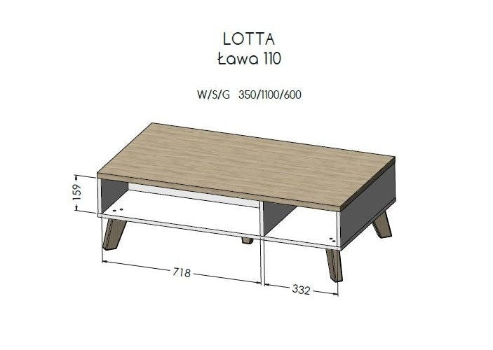 Cama LOTTA 110 coffee table wotan oak/mat black afbeelding 2