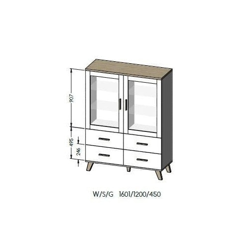 Cama display cabinet LOTTA 2D4D wotan oak + mat black afbeelding 3