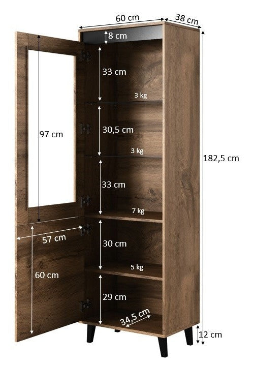 Cabinet NORD 60x38x182.5 cm oak wotan/anthracite afbeelding 4