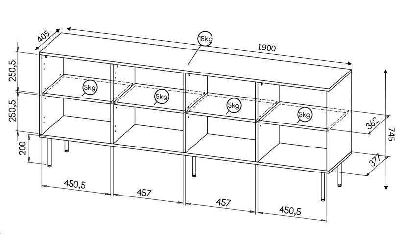 HOLE chest 190x40.5x74.5 cm white matt afbeelding 4