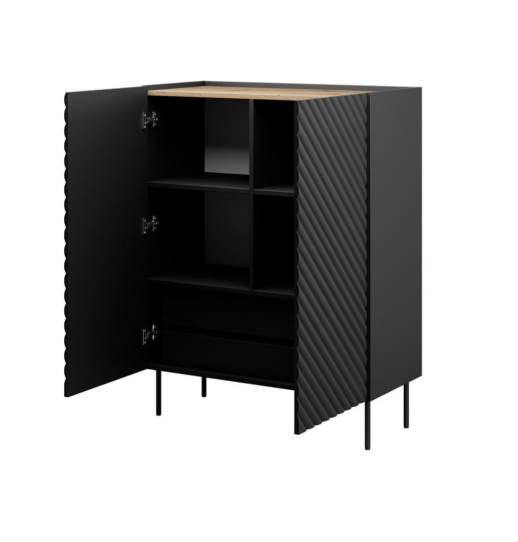 Bookcase 2D2SZ ONDA 98x45x127 black afbeelding 2